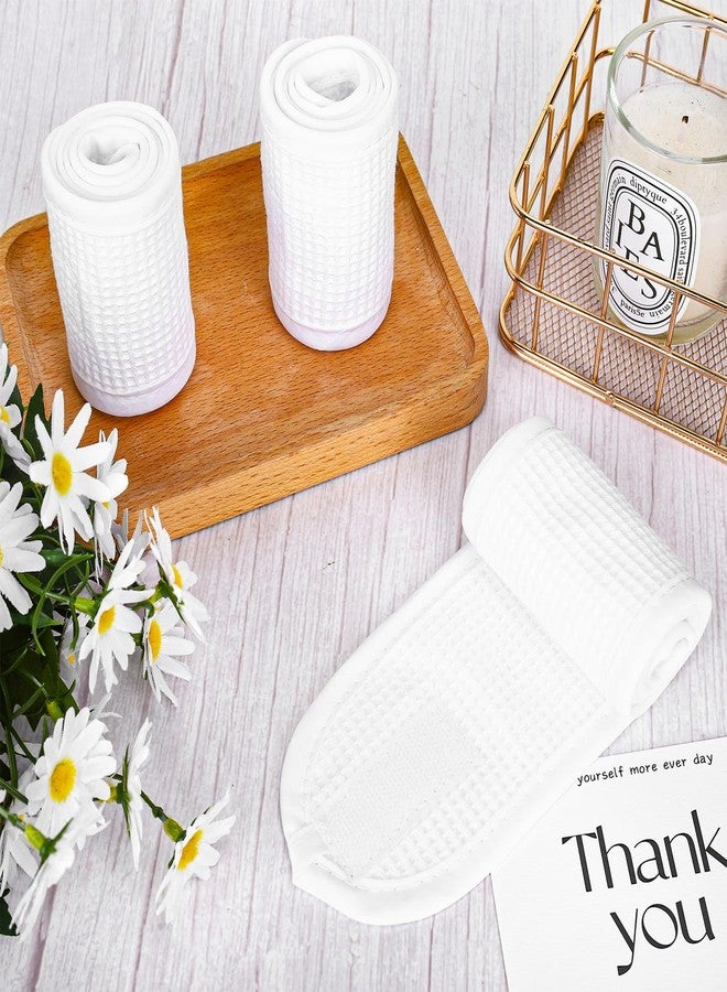 وولاين مجموعة والين المكونة من 3 قطع من عصابات الرأس البيضاء للوجه، مصنوعة من قماش تيري بنمط الوافل، قابلة للتعديل، مثالية للاستحمام والرياضة وغسل الوجه أثناء الاستحمام. - Image 3