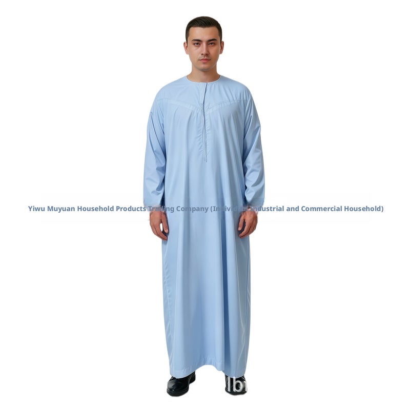 Men's Solid Breathable Cotton Blend Long Kurta with Embroidery - Image 3