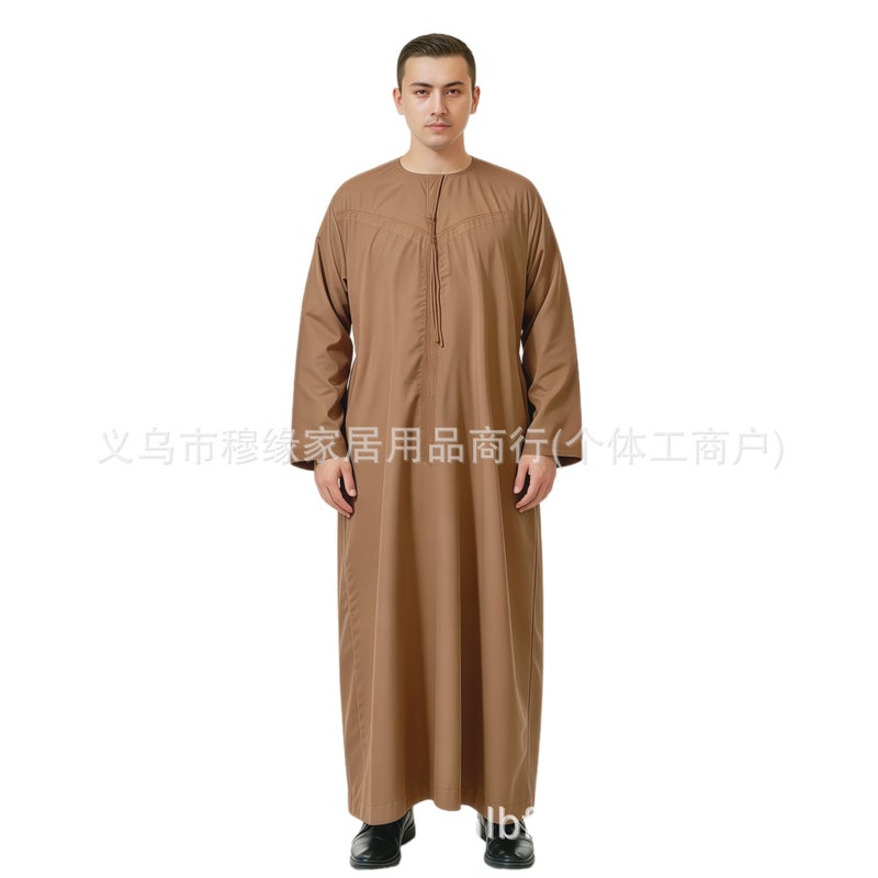 Men's Solid Breathable Cotton Blend Long Kurta with Embroidery - Image 2