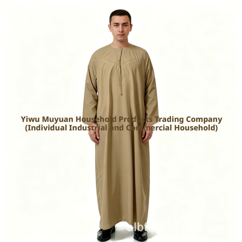 Men's Solid Breathable Cotton Blend Long Kurta with Embroidery - Image 4