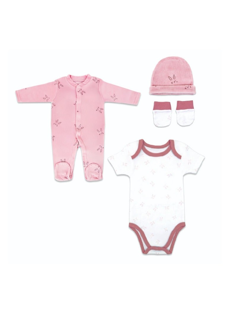 نورتر طقم هدايا نورتور - 4 قطع، (بدلة نوم، بدلة بأكمام قصيرة، قبعة، قفازات) أزرق متعدد/أولادي - Image 1