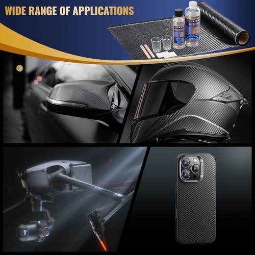 Krbnk 6.6FT 3K/240g Carbon Fiber Repair Kit, 12" Carbon Fabric Fiber Cloth Roll, 8OZ Epoxy Resin 4OZ Hardener, DIY Carbon Fiber Fabric Sheet Fibra de Carbono para Carro - Image 5