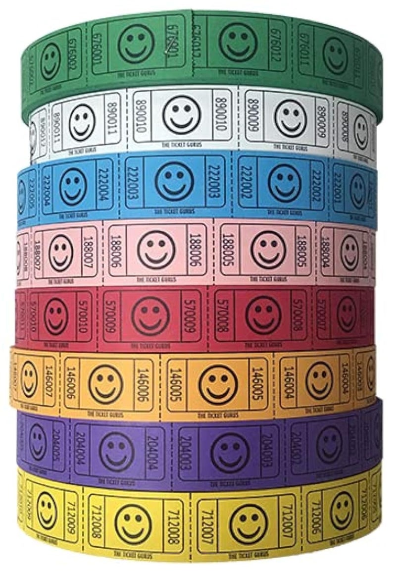 The Ticket Gurus-(4) Single Smile Rolls- 2000 Tickets Per Roll (Assorted 4 Colors) - Image 3