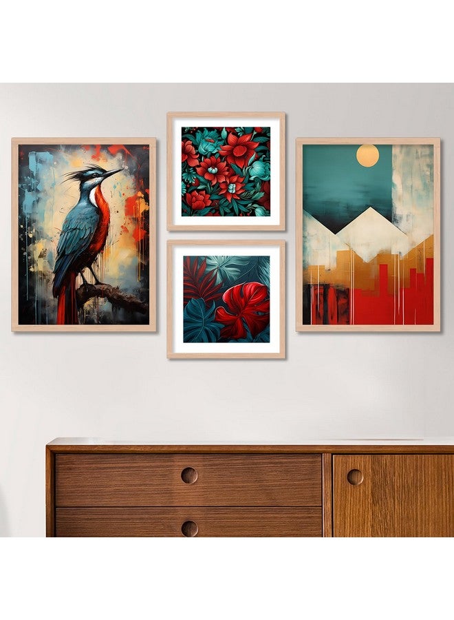 ARTELLY Framed Painting For Wall Decoration - Big Size Wall Painting For Living Room Bedroom Home Office Decor Items (Set of 4) (Medium, Modern Art 3) - Image 1