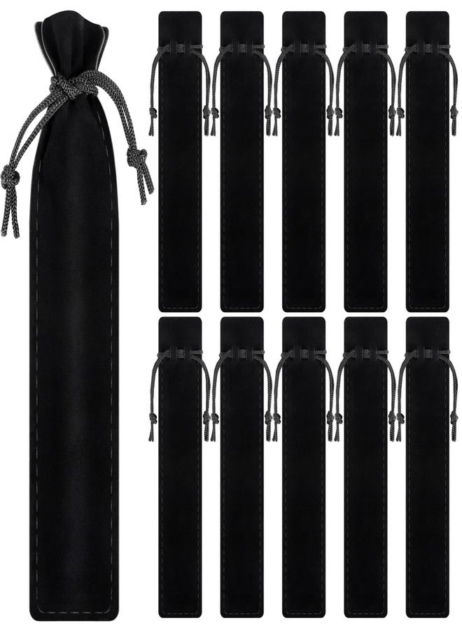 WFPLUS 50 Pieces Velvet Pen Pouch with Drawstring Pencil Sleeve Holders Pen Bag Case Pens Protective for Student Adult Office Business Supplies Gifts (Black) - Image 1