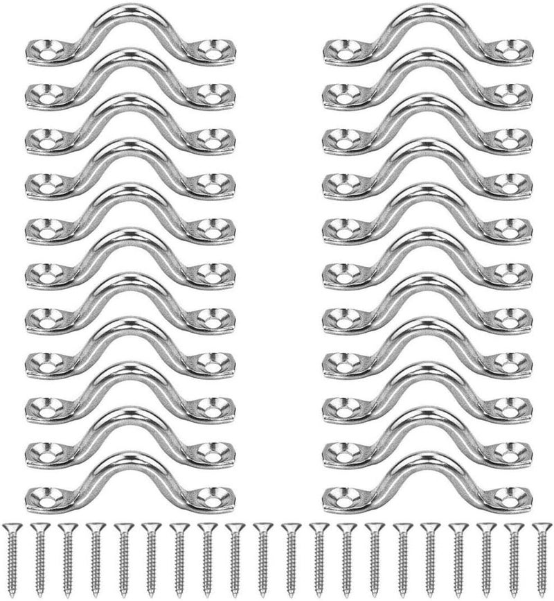 Hamineler 22Pcs M5 316 Stainless Steel Eye Straps Ceiling Wall Mount U Hook with Screws - Image 1