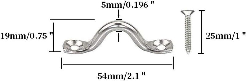 Hamineler 22Pcs M5 316 Stainless Steel Eye Straps Ceiling Wall Mount U Hook with Screws - Image 3