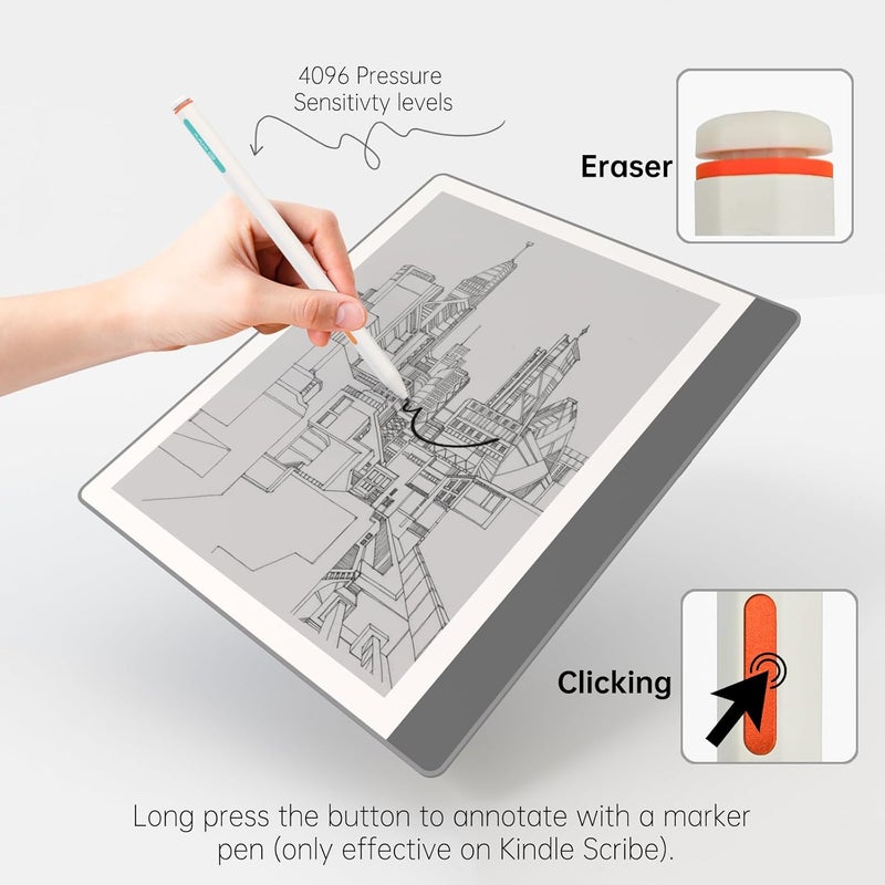 بديل قلم Kindle Scribe، يدعم 4096 مستوى من حساسية الضغط، قلم Kindle Scribe مزود بممحاة، للكتابة والرسم. - Image 2