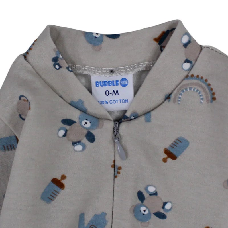 Bubble Boom Unisex Baby Cotton Baby Bodysuit - Grey with Cute Print - Image 3