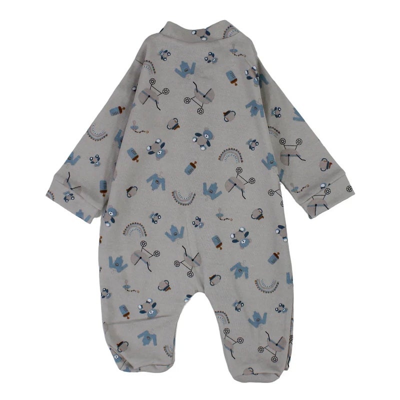 Bubble Boom Unisex Baby Cotton Baby Bodysuit - Grey with Cute Print - Image 2