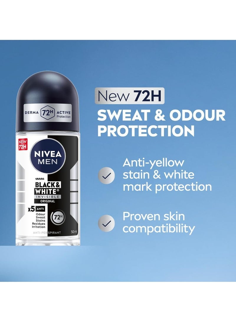 Nivea Deodorant Roll On Black & White Invisible Original 50ml Pack Of 2 - Image 3