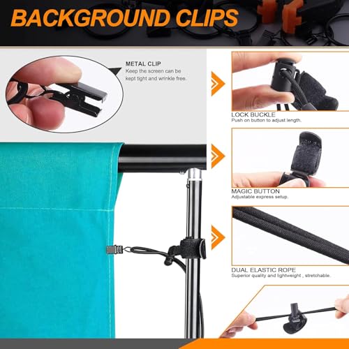 SHOPEE 22Pcs Photography Backdrop Clips Clamps Assorments Kit, 10Pcs Curtain Rings with Clip, 6Pcs Backdrop Spring Clamps and 6Pcs Leather Background Clips Holder - Image 5