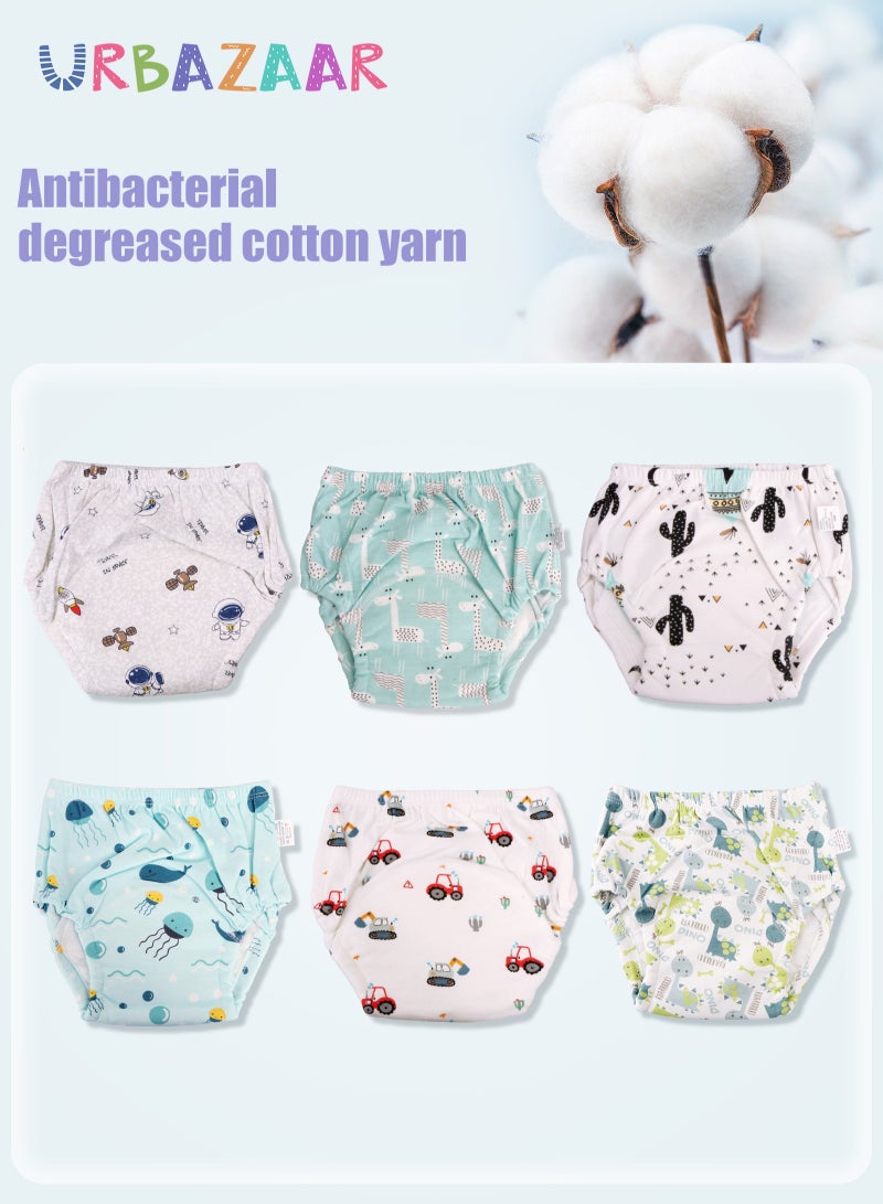 أوربازار ملابس داخلية للتدريب على استخدام المرحاض للأطفال الصغار، للأولاد والبنات، عبوة من 6 سراويل تدريب ماصة للأطفال الصغار مع سراويل تدريب على استخدام المرحاض من القطن المطبوع القابل لإعادة الاستخدام للأطفال من 12 إلى 18 كجم (2-4 سنوات/110 ياردة) - Image 3