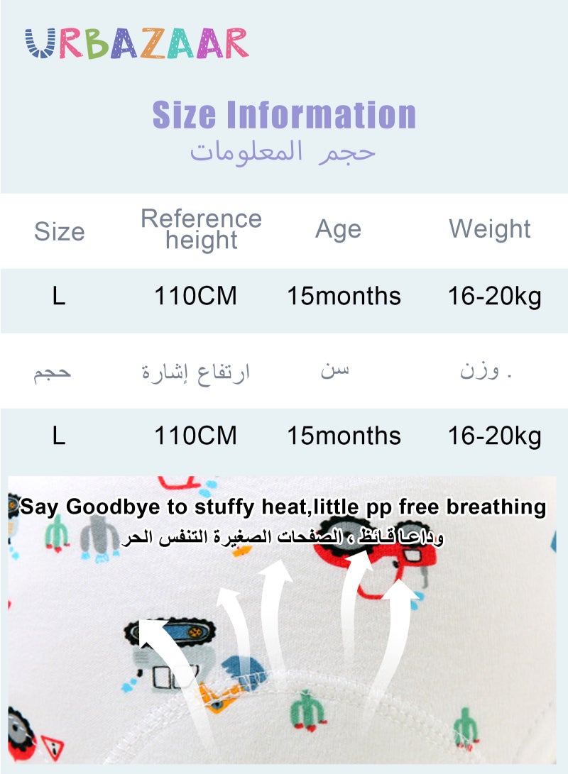 أوربازار ملابس داخلية للتدريب على استخدام المرحاض للأطفال الصغار، للأولاد والبنات، عبوة من 6 سراويل تدريب ماصة للأطفال الصغار مع سراويل تدريب على استخدام المرحاض من القطن المطبوع القابل لإعادة الاستخدام للأطفال من 12 إلى 18 كجم (2-4 سنوات/110 ياردة) - Image 4