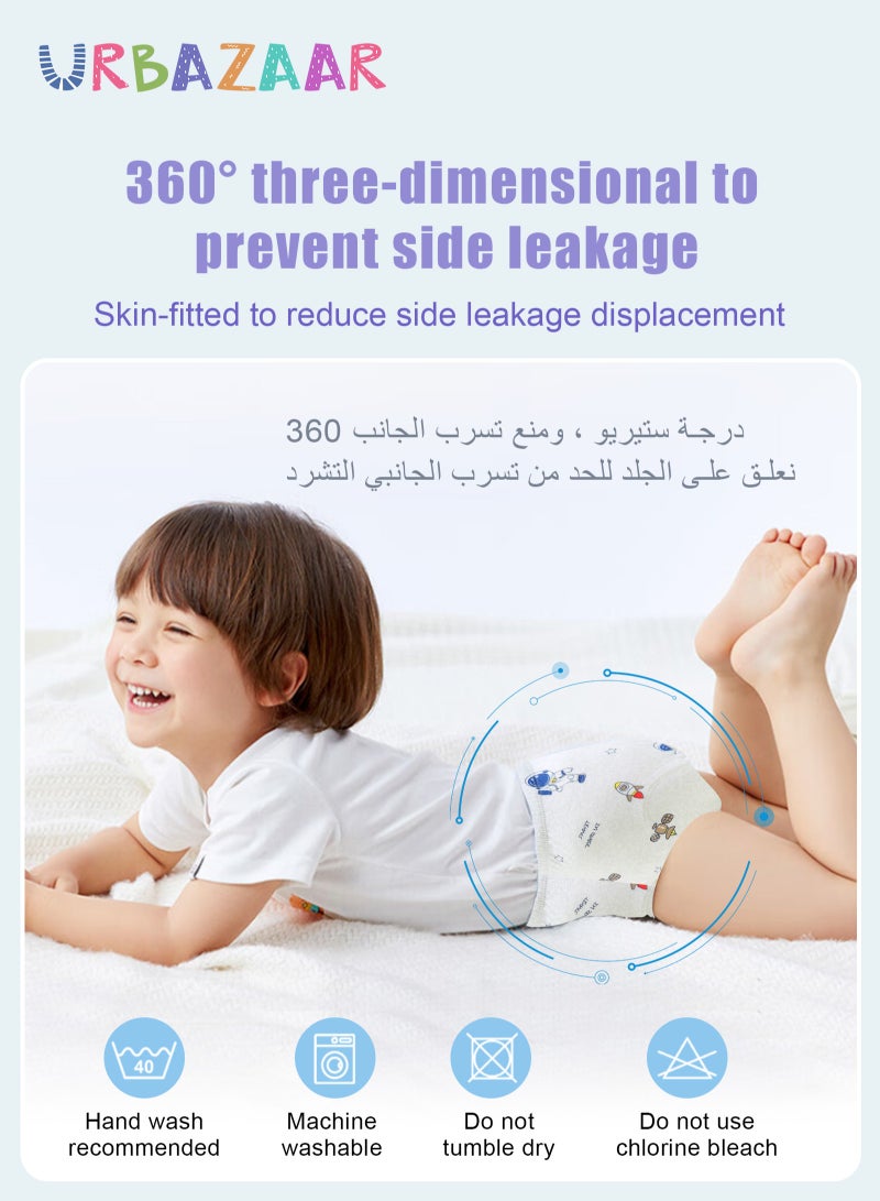 أوربازار ملابس داخلية للتدريب على استخدام المرحاض للأطفال الصغار، للأولاد والبنات، عبوة من 6 سراويل تدريب ماصة للأطفال الصغار مع سراويل تدريب على استخدام المرحاض من القطن المطبوع القابل لإعادة الاستخدام للأطفال من 12 إلى 18 كجم (2-4 سنوات/110 ياردة) - Image 5