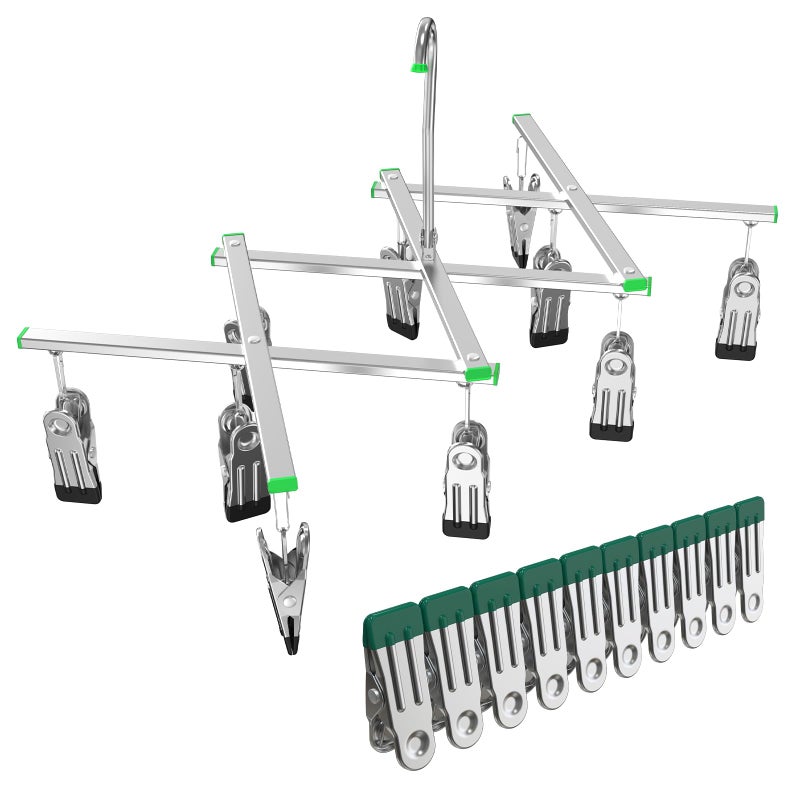 eTone Darkroom Film Negative Drying Hanging Rack Frame Foldable Hanger Windproof 10 Clips for 35mm 120 4x5'' Film - Image 1