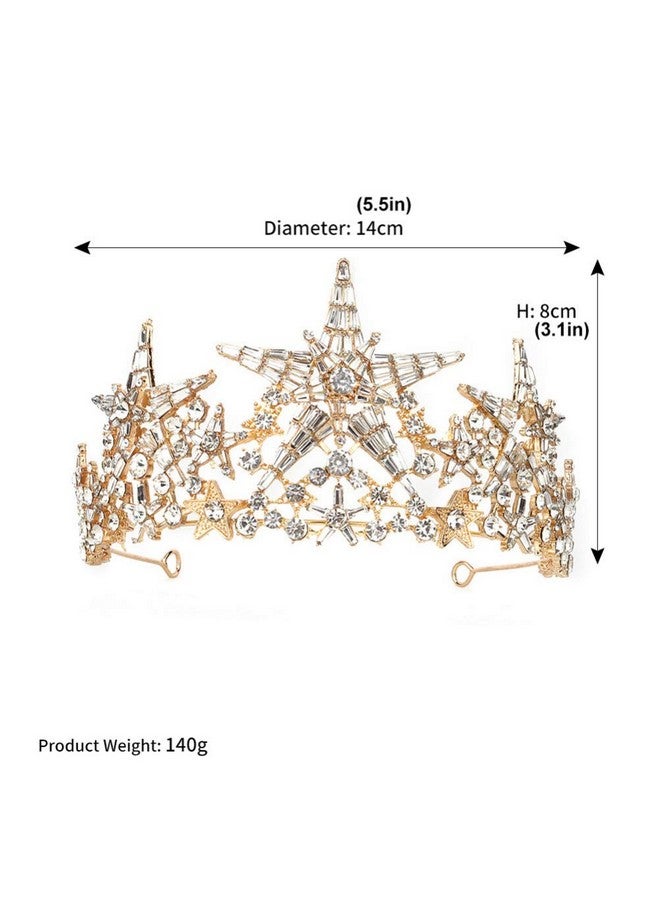 minkissy Rhinestone Crowns Tiaras Bridal Star Crown Headband For Girl Women Bridal Birthday Party Wedding Prom (Golden) - Image 3