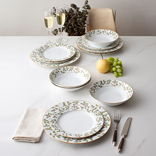 Noritake Holly and Berry Gold 12-Piece Dinnerware Set, Service for 4 - Image 3