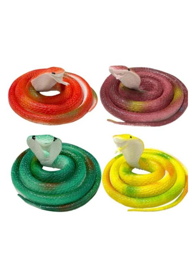 LRCXL Realistic Fake Snakes Soft Rubber Snakes, 4 Pack Rubber Snake for Garden Props to Scare Squirrels, Mice, Pranks, Halloween Decorations, Joke Props 
