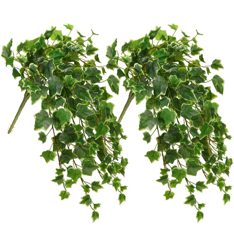 Hollyone 2pcs Artificial Hanging Plants 24" Fake Ivy Vine Faux Ivy Leaves Hanging Plant Greenery for Wall House Room Patio Indoor Outdoor Home Shelf Office Wedding Decor - Image 1