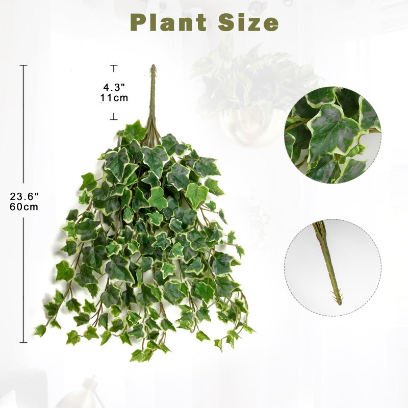 Hollyone 2pcs Artificial Hanging Plants 24" Fake Ivy Vine Faux Ivy Leaves Hanging Plant Greenery for Wall House Room Patio Indoor Outdoor Home Shelf Office Wedding Decor - Image 2