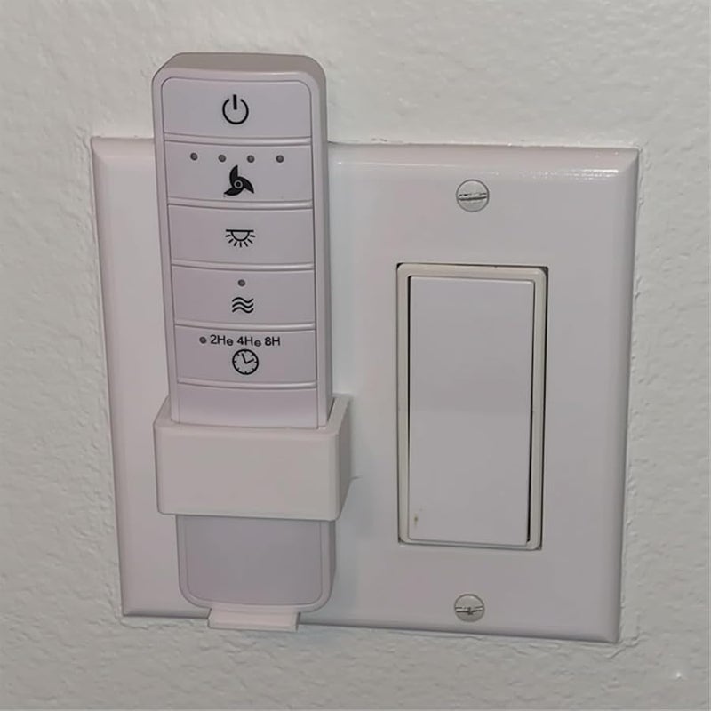 White Ceiling Fan Remote Control Holder Wall Mount Light Switch Plate - Image 3