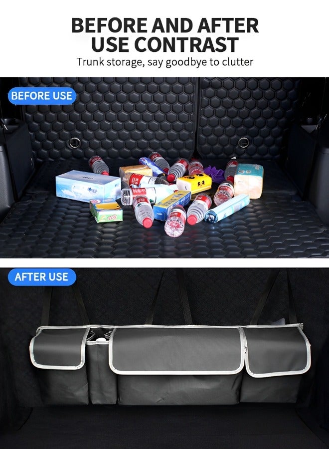 Generic Car Trunk Hanging Organizer, Backseat Hanging Storage Bag 3 Adjustable Shoulder Straps Foldable Trunk Grocery Organizer with 4 Pockets for Car SUV Truck MPV Van - Image 4