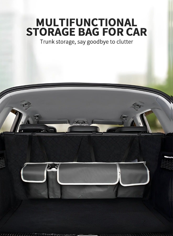 Generic Car Trunk Hanging Organizer, Backseat Hanging Storage Bag 3 Adjustable Shoulder Straps Foldable Trunk Grocery Organizer with 4 Pockets for Car SUV Truck MPV Van - Image 2