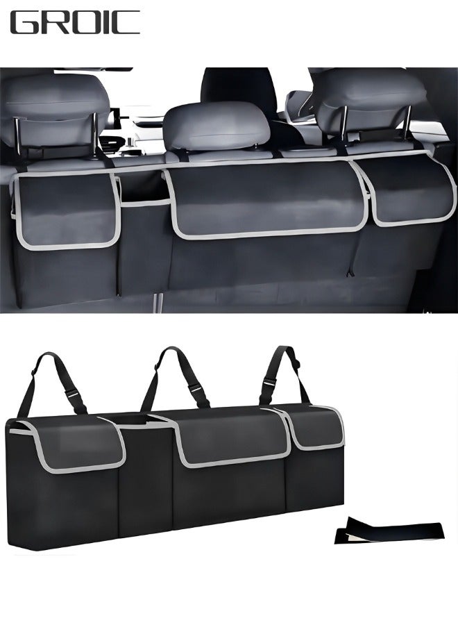 Generic Car Trunk Hanging Organizer, Backseat Hanging Storage Bag 3 Adjustable Shoulder Straps Foldable Trunk Grocery Organizer with 4 Pockets for Car SUV Truck MPV Van - Image 1