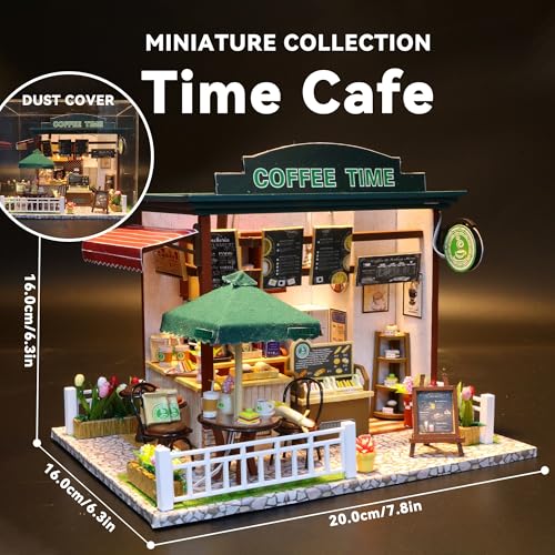 Flever Dollhouse Miniature DIY House Kit Creative Room with Furniture for Romantic Valentines Gift Time Cafe - Image 5