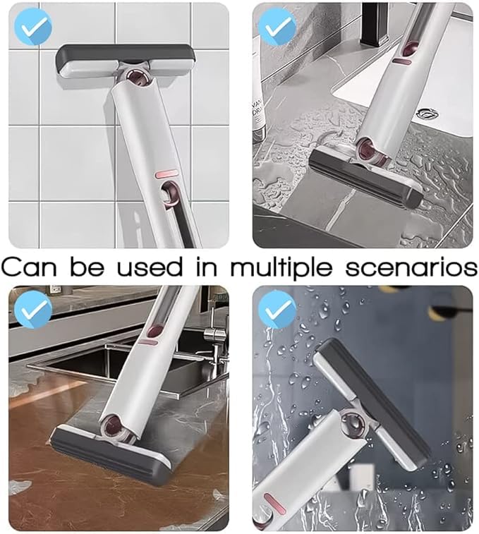 Husaini Mart HUSAINI MART Portable SelfSqueeze Short Mop Mini Lazy Hand WashFree Strong Absorbent Mop Wet and Dry Use Floor Cleaning System for Bathroom Kitchens 1 Cotton Head 1 Squeeze Handle - Image 3