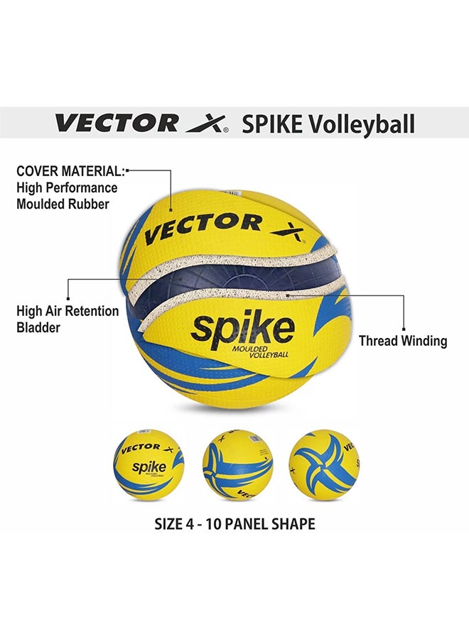 Vector X Spike Volleyball (Yellow/Blue, Size - 4) Rubber| Moulded| Standard | for Men and Women - Image 2