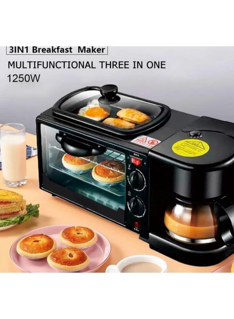 3-in-1 Breakfast Maker Oven Griddle Pan and Coffee Machine Multifunctional Electric Breakfast Machine with Frying Pan Oven and Coffee Maker Updated Electronics Breakfast Solutions - Image 2