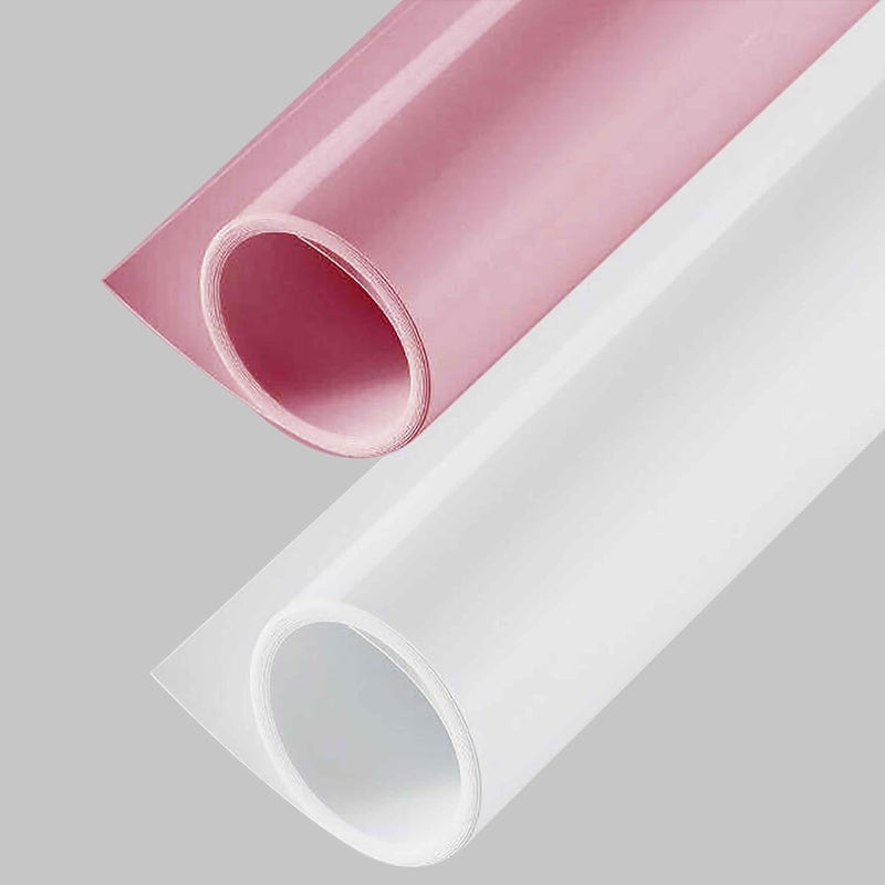 Background Sheet for Photography PVC PP Plastic Washable, Seamless Large Size 100x300 cm (Pink and White)