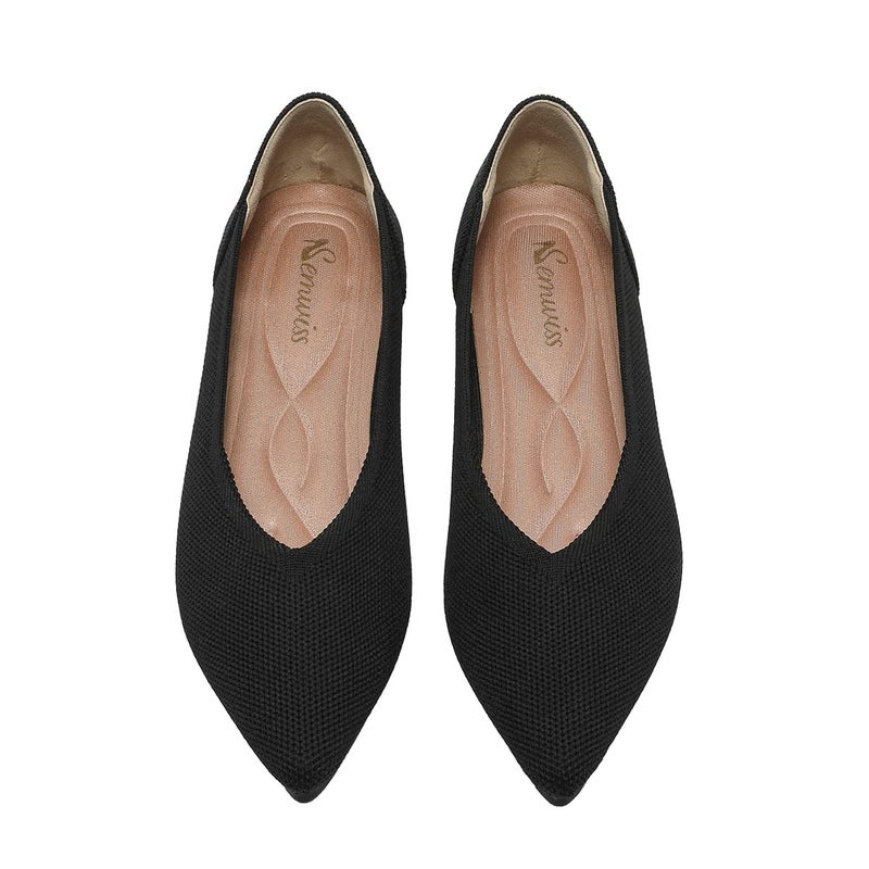 Semwiss Women's Ballet Flats Comfortable Casual Dressy Shoes,Work Flats Office Shoes Pointed Toe Leopard Flats Black Size 7.5 - Image 1
