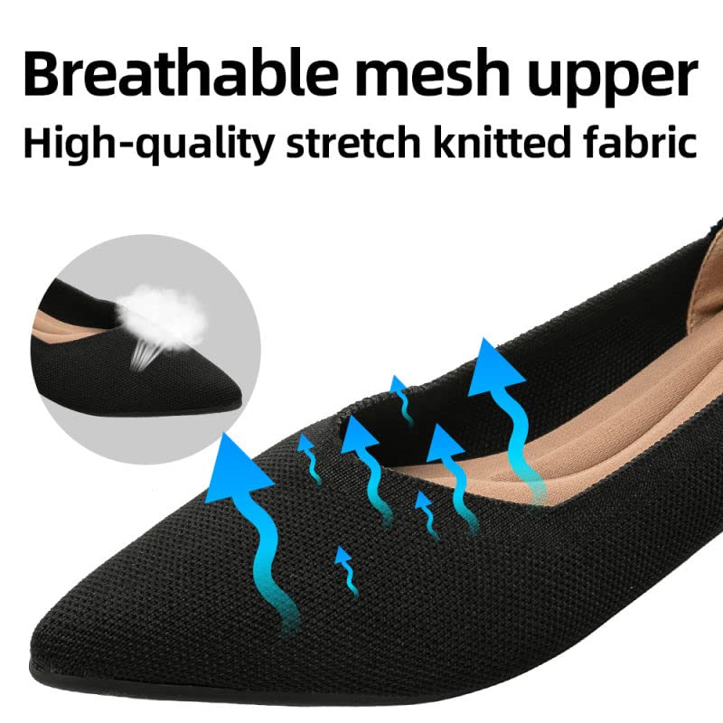 Semwiss Women's Ballet Flats Comfortable Casual Dressy Shoes,Work Flats Office Shoes Pointed Toe Leopard Flats Black Size 7.5 - Image 3