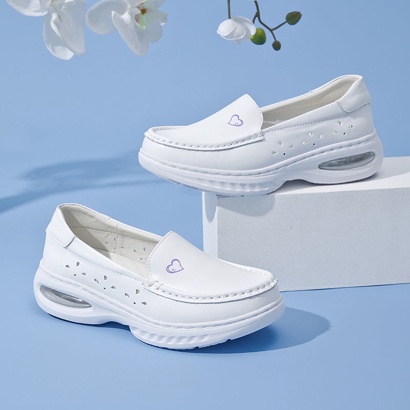 White Leather Nurse Shoes with EVA Sole - Image 2