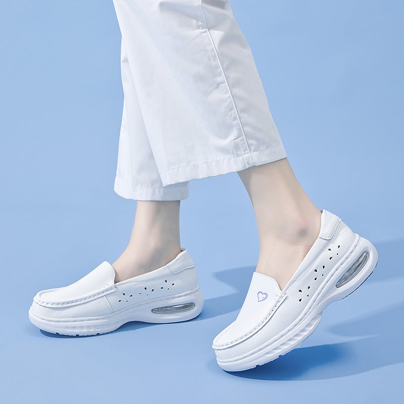 White Leather Nurse Shoes with EVA Sole - Image 4