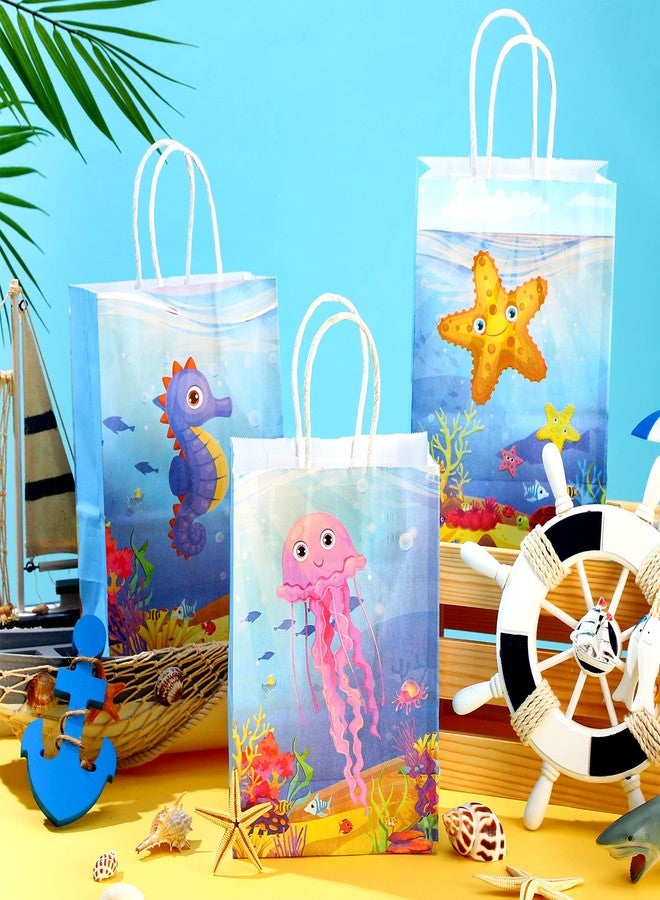 Outus 24 Pcs Under the Sea Party Favor Bags Goodie Ocean Gift Paper Bags with Handles Sea Animal Candy Treat Pouch for Summer Ocean Birthday Party Decorations Baby Shower Supplies - Image 3