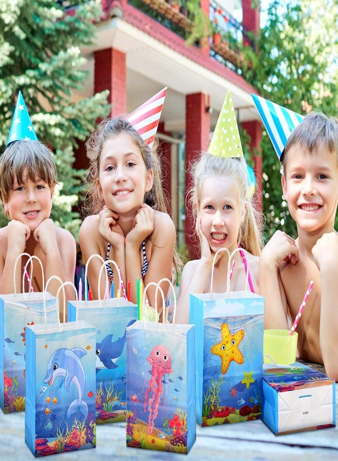 Outus 24 Pcs Under the Sea Party Favor Bags Goodie Ocean Gift Paper Bags with Handles Sea Animal Candy Treat Pouch for Summer Ocean Birthday Party Decorations Baby Shower Supplies - Image 4