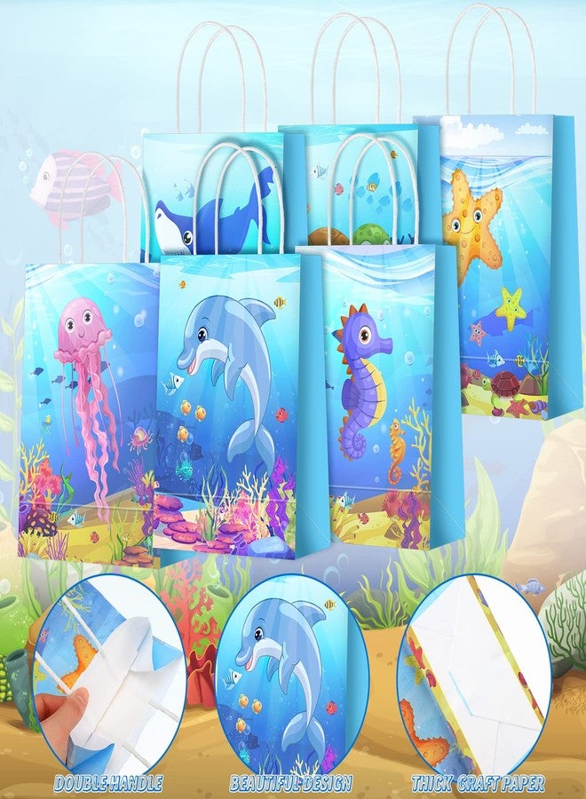 Outus 24 Pcs Under the Sea Party Favor Bags Goodie Ocean Gift Paper Bags with Handles Sea Animal Candy Treat Pouch for Summer Ocean Birthday Party Decorations Baby Shower Supplies - Image 5