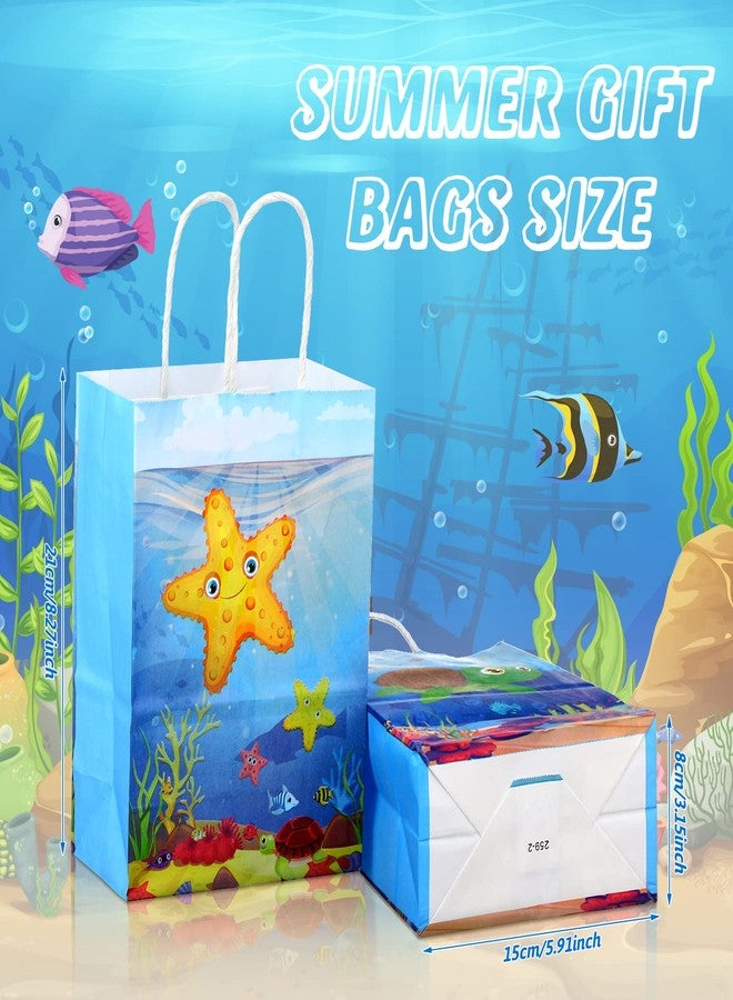Outus 24 Pcs Under the Sea Party Favor Bags Goodie Ocean Gift Paper Bags with Handles Sea Animal Candy Treat Pouch for Summer Ocean Birthday Party Decorations Baby Shower Supplies - Image 2