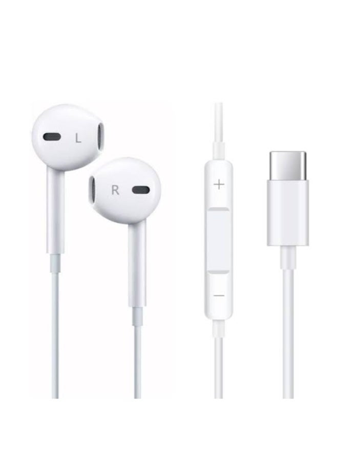 لدنيو سماعات أذن سلكية LDNIO USB-C داخل الأذن مع ميكروفون وتحكم في مستوى الصوت، كابل بطول 1.2 متر (أبيض) - Image 1