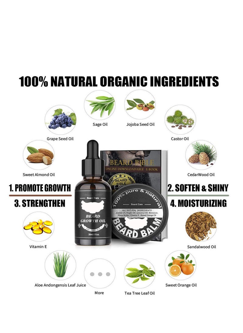 NNEWVANTE - Beard Growth Kit, Beard Kit for Men, Beard Growth Oil (2oz), Beard Balm and Comb, Stimulate Beard and Hair Growth - Gifts for Men Dad Him Boyfriend Husband Brother - Image 1