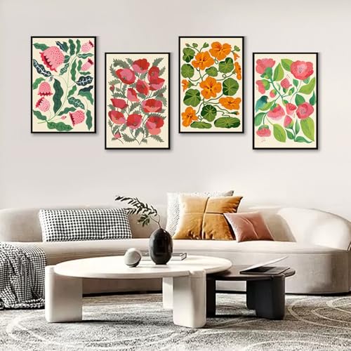 GEEHEIY 4 Pack Framed Paint by Numbers Kit for Adults Beginners Floral Paint by Number Kits on Canvas with Wooden Easel DIY Flower Painting Set for Stress Relief Home Wall Decor Gifts 8x12 Inch - Image 3