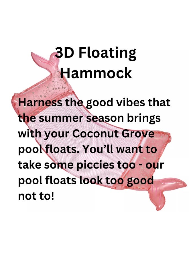 Trishi Coconut Grove Inflatable Floating Hammock Pool Float – Water Lounge Chair with Mesh Center, Portable Pool Float for Adults & Kids, Ideal for Beach, Pool & Summer Relaxation Pearl the Mermaid - Image 2