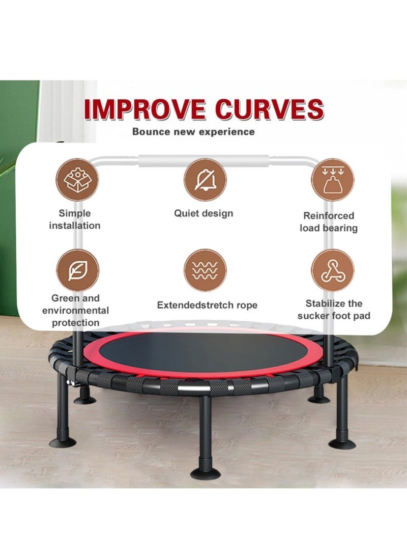 والالا ترامبولين صغير قابل للطي مقاس 40 بوصة مع مقبض إسفنجي قابل لضبط الارتفاع، تمارين اللياقة البدنية الداخلية، تمارين الجسم واللياقة البدنية، تمارين مستقرة وهادئة قابلة للطي للبالغين والأطفال - Image 3