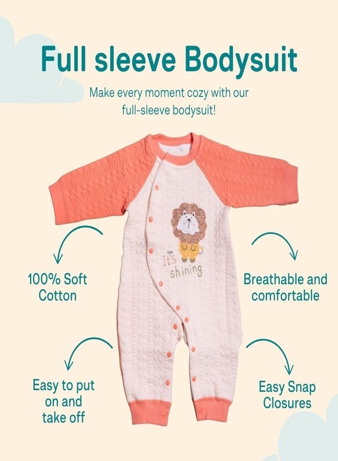 A toddler thing - 100% Organic Cotton Bodysuit | Peach Tiny Roars | Full Sleeves | Size: 3-6 Months | Soft, Breathable, Unisex Baby Bodysuit | Baby Clothing - Image 5