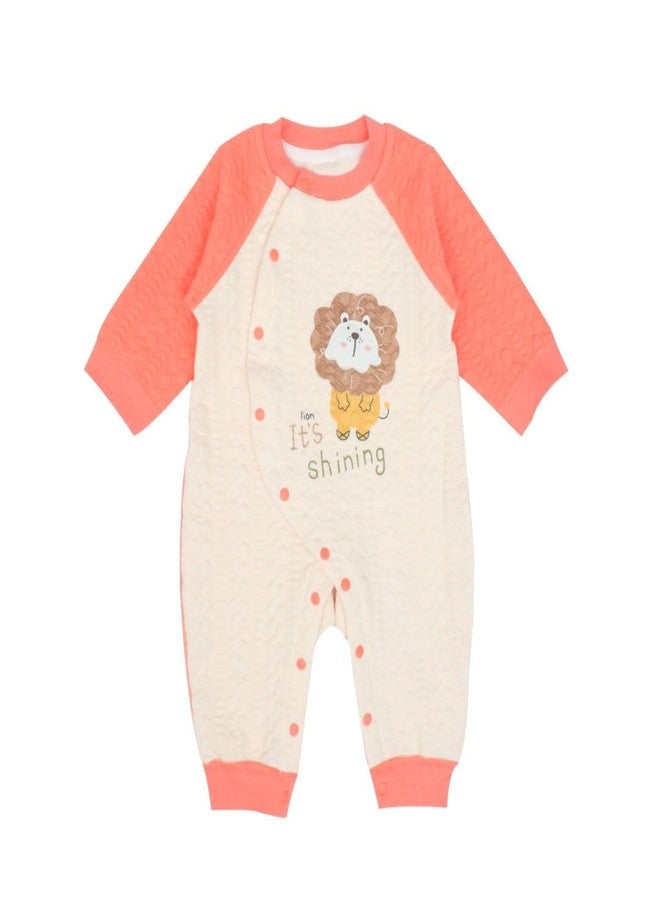 A toddler thing - 100% Organic Cotton Bodysuit | Peach Tiny Roars | Full Sleeves | Size: 3-6 Months | Soft, Breathable, Unisex Baby Bodysuit | Baby Clothing - Image 1