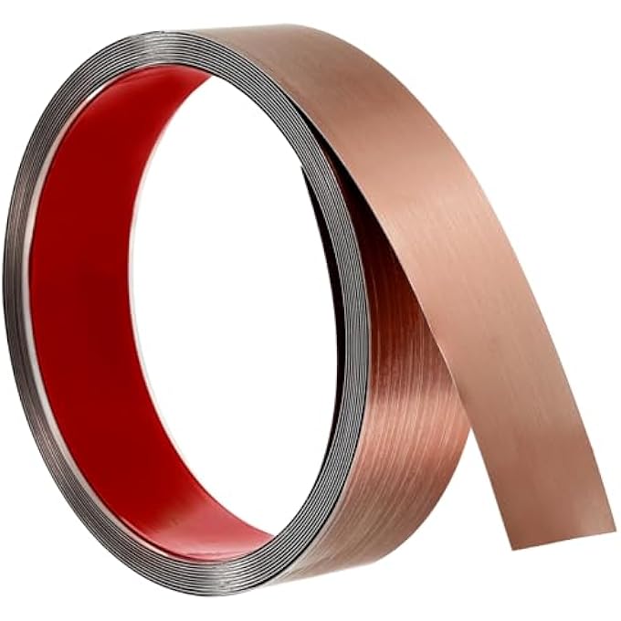 WALL END STRIP, 16.4 FT X 1.57 IN STAINLESS STEEL SELF-ADHESIVE TRIM, METALLIZED BRUSHED FINISH STRIP EDGE FRAME FOR HOME DIY DECORATION, ROSE GOLD - Image 1